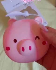 Cartoon Cute Pig LED Lights Mirror Pocket Fan