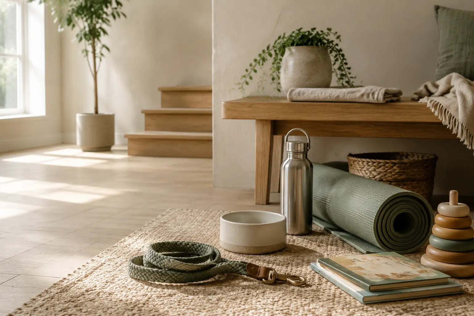Thoughtfully selected everyday essentials in a warm modern home