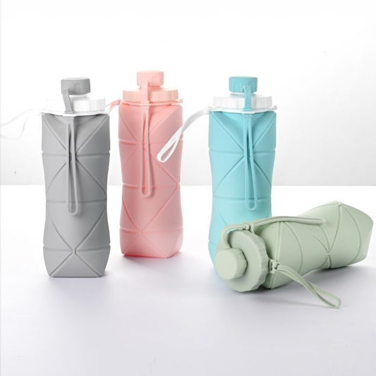 Collapsible Sports Water Bottles Leakproof Valve BPA Free Silicone Foldable Water Bottle