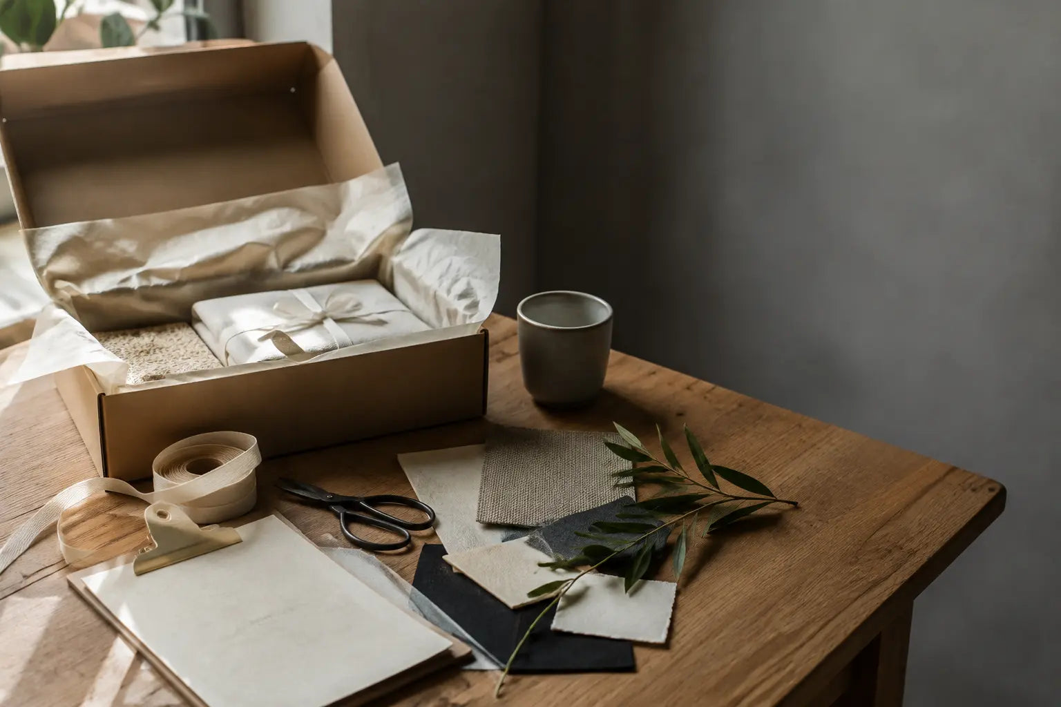 Careful order preparation with recyclable packaging and natural materials